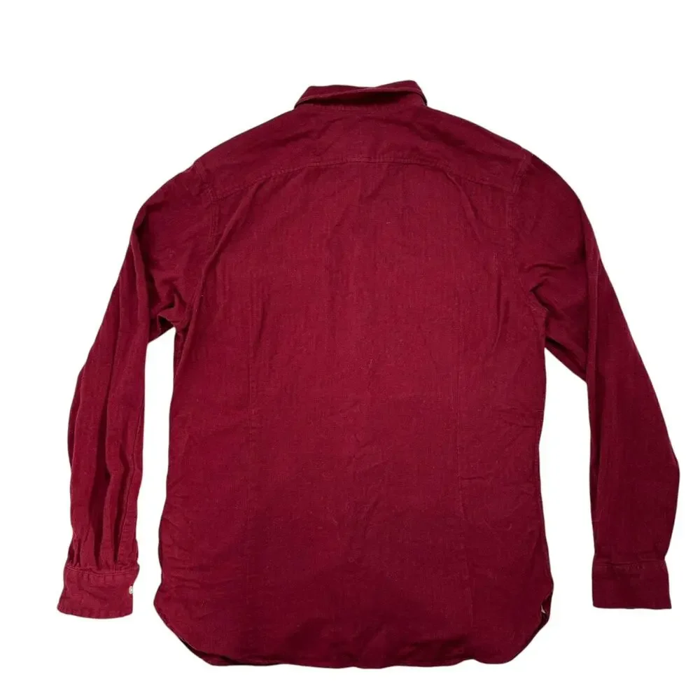 BANANA REPUBLIC Heritage Red Flannel Tailored Slim Fit Utility Shirt Size Large